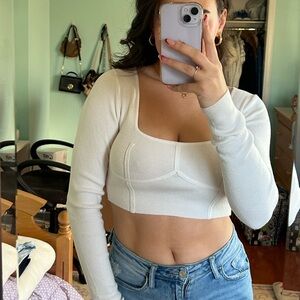 emory park white long sleeve crop top